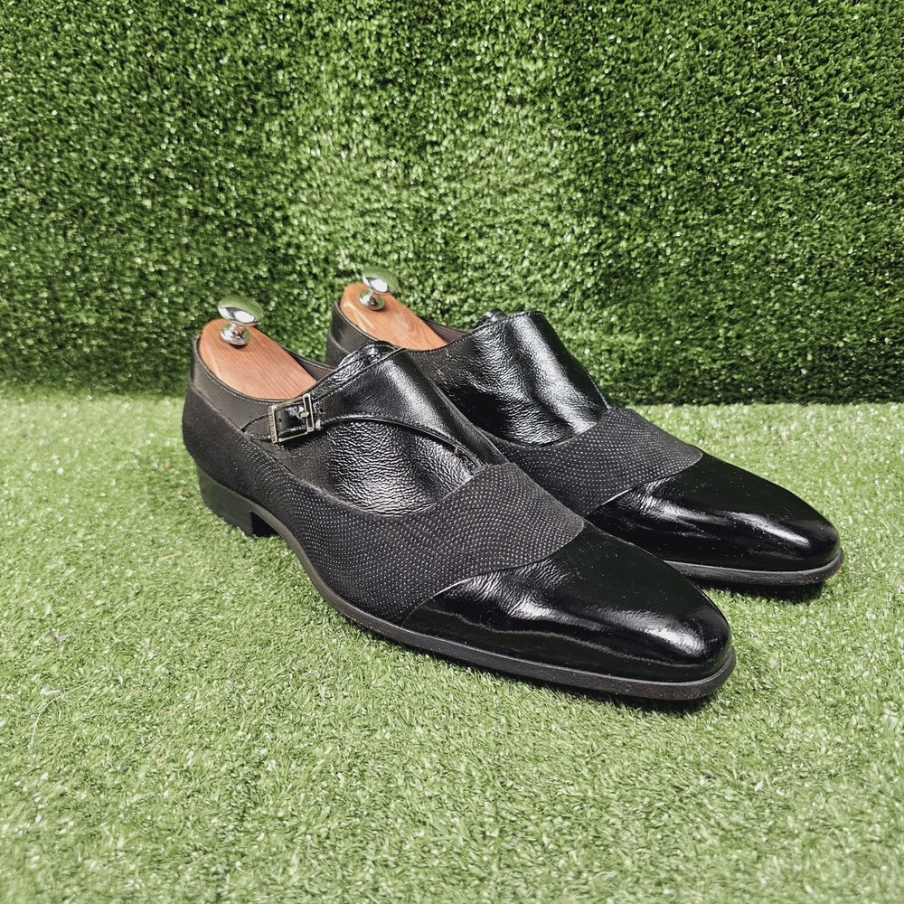 Mezlan Havre Black Leather Monk Strap Beaded Loafer Dress Shoes Mens 11
